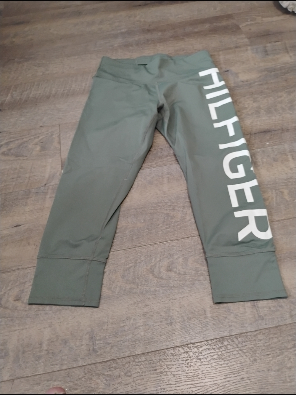 Tommy Hilfiger Olive Crop Joggers with Bold Side Logo Size Small Petite
